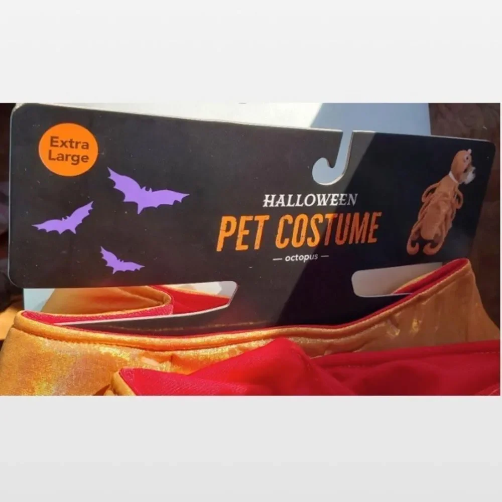 New Pet Costume Halloween Octopus Orange Shinny Dog Outfit NWT